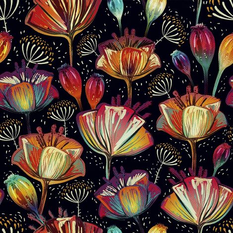 Tela decorativa para exteriores Oxford - Estampado de amapolas coloridas I DX234 (1/5)