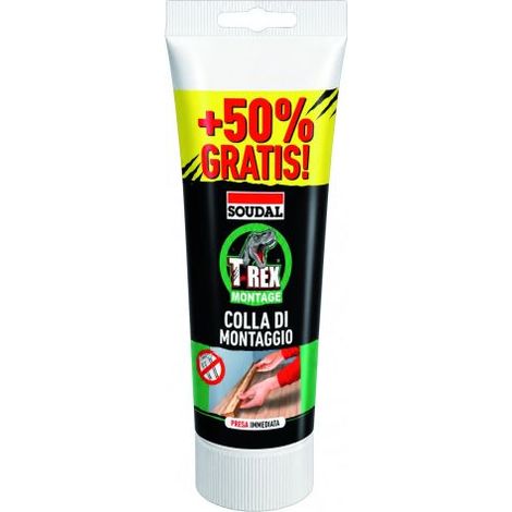 Soudal ADESIVO DI MONTAGGIO ''T-REX'' EFFETTO VENTOSA ml. 200+100 gratis - Bianco 12 PZ