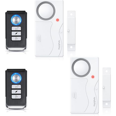 Lot de 2 alarmes de porte de maison avec alarme de fenêtre - 108 dB - Protection anti-effraction - Détecteur de contact sans fil - Alarme de porte de fenêtre - Alarme de porte de piscine (1/5)