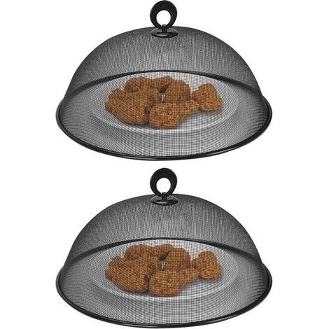 Lot de 2Filet de protection alimentaire en maille métallique 28CM réutilisable pour pique nique en plein air protège des mouches insectes (1/4)