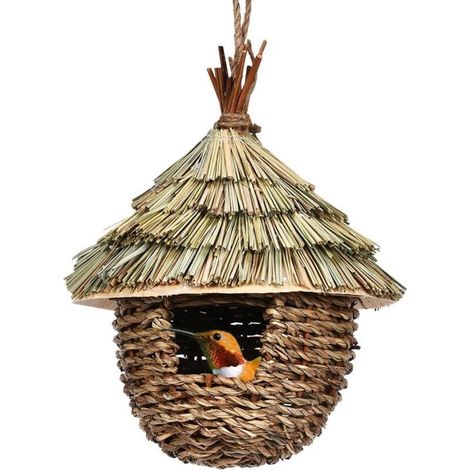 Nichoirs pour Oiseaux Tissés à la Main,nichoir Oiseaux Exterieur Suspendus, nid Oiseau Sauvage Exterieur, Maison pour Colibris à Suspendre à L'extérieur,pour la Décoration du Jardin