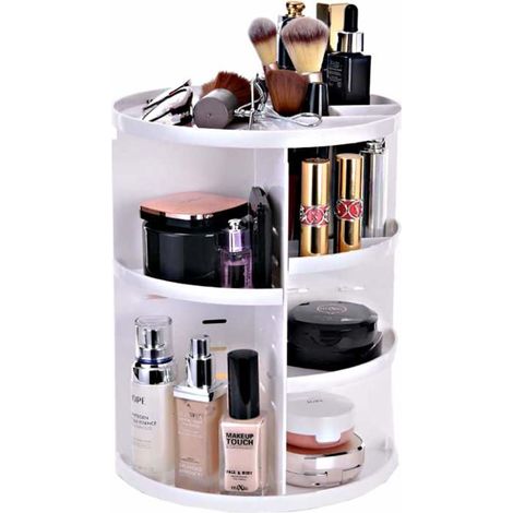 Rangement de Maquillage, Organisateur de Cosmétiques Rotatif à 360° avec Étagère en Plastique Boîte de Beauté (1/4)