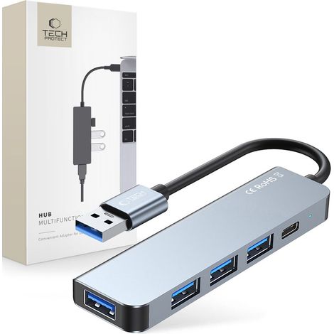 HUB 5 en 1 USB-A a USB-A y USB-C - Gris (1/5)