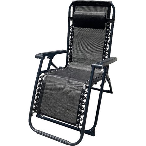 Marbueno Tumbona Plegable Acero Cojin Jardin y Piscina 90X66X108 Gravedad Cero Negra (1/3)