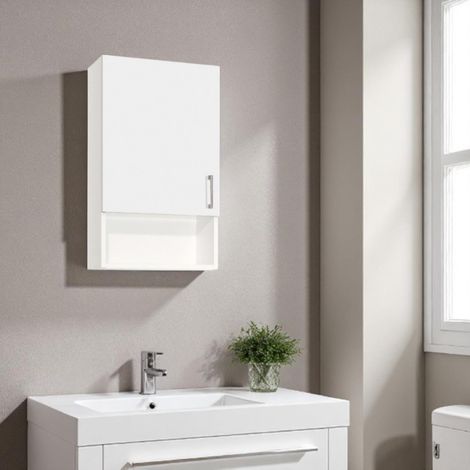 Pensile sospeso con vano a giorno e anta SX 43x22 Bianco (1/2)