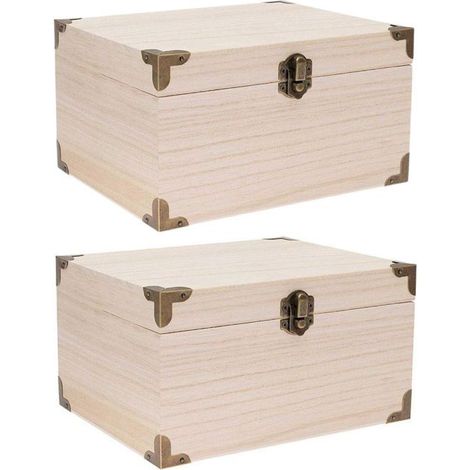 Coffret en bois - RICO DESIGN - Coffret trésor - Lot de 2 - Bois massif - 20 x 16 x 11 cm (1/4)