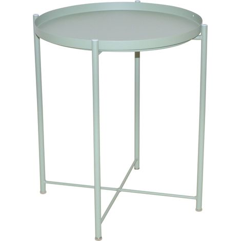 Table d’appoint support plante structure en acier plateau en métal vert colorée & design Ø47 cm hauteur 53 cm DEC050092