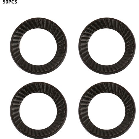 50 Stück gerippte Stahl-Sicherungsscheiben, Distanzscheiben, Antirutschdichtungen mit doppelseitigen Rippen (M5) (1/5)