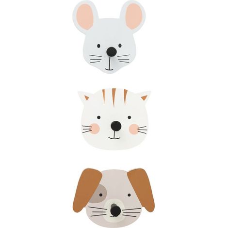 Lot de 3 Patères Déco Animaux 10cm Multicolore (1/4)