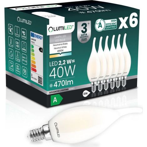 Ampoule Led E14 - 2,2 W - 470 Lm - 4000 K - Filament 360° - Classe Énergétique A - Lot De 6 (1/5)
