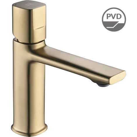 Rubinetto lavabo basso con tappo LAVEO Tores oro spazzolato