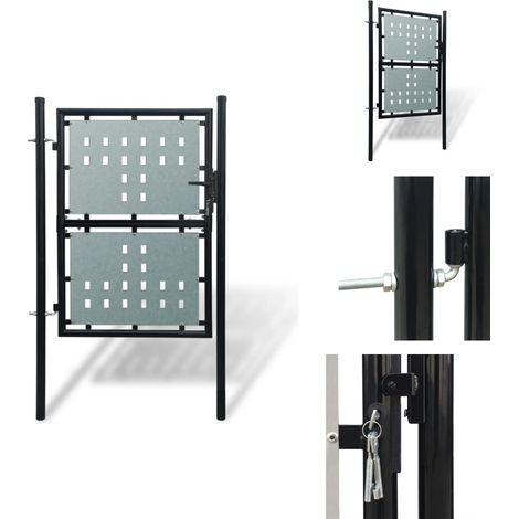 Zauntor (Einzeltor) Schwarz 100x200 cm - Zauntor - Einfahrtstor - Gartentor - Zaun - Stahltür (1/5)