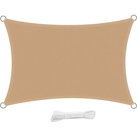 Rechteckiges Sonnensegel 2x3 Meter, wasserdicht, wasserabweisend, UV-Schutz, für Garten, Terrasse, Balkon, Sand