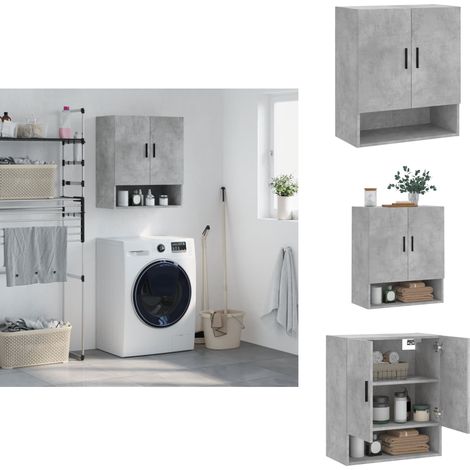 Wandschrank Betongrau 60x31x70 cm Holzwerkstoff - Wandschrank - Regal - Aufbewahrungsraum - Wohnzimmerdeko - Schlafzimmermöbel (1/5)