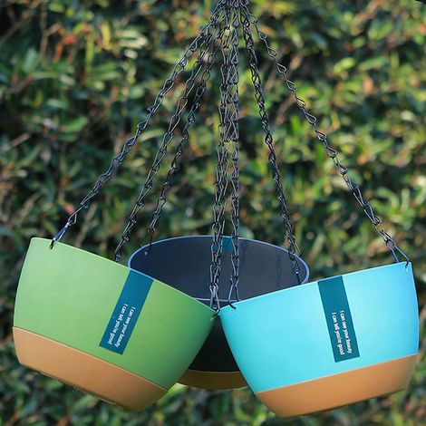 Pot de fleurs suspendu à double chaîne pour la maison, le balcon et l'intérieur, avec réservoir à absorption d'eau automatique (1/5)