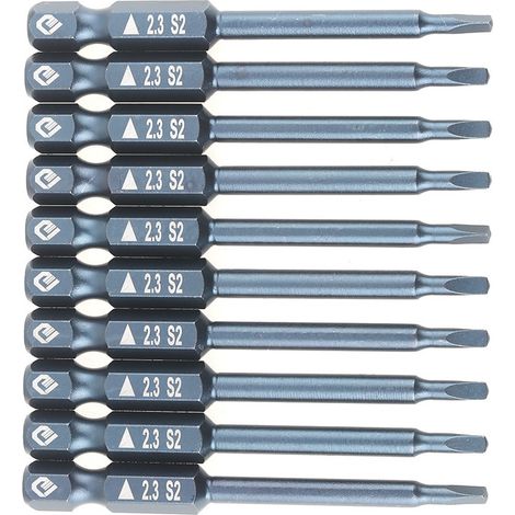 Ensemble de 10 embouts de tournevis triangulaires en acier allié S2, tige de 6,3 cm (65 mm), dimensions : 6,3 x 65 mm x 2,3 cm. (1/5)
