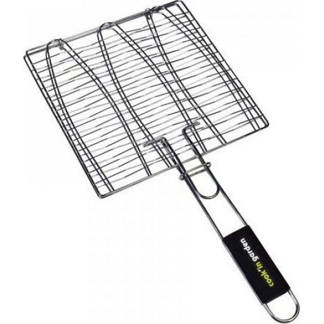 Grille À Poissons - 28x28 cm - Pour Cuisson De 3 Poissons - Acier Chromé - Manche Soft-Touch - 1 Pièce (1/2)