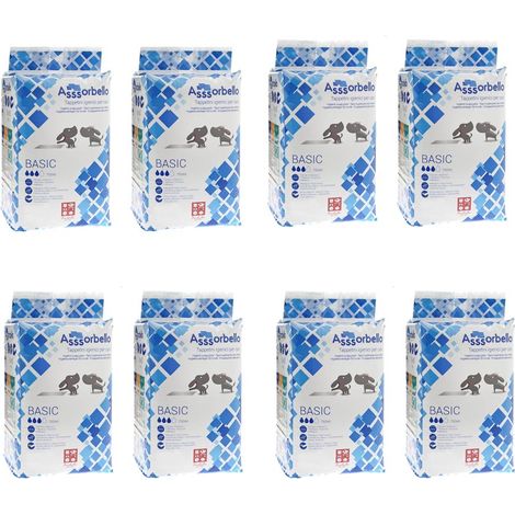 Multipack da 8 confezioni basic tappetini igienici per cani con strisce adesive 60x90 cm