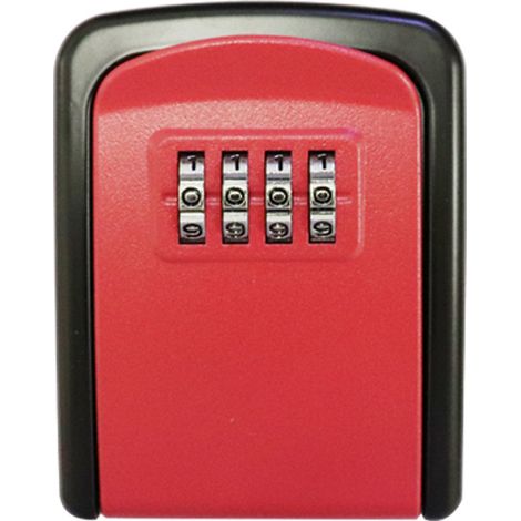 Petit coffre à clés avec code d'accès, œillet de porte métallique, pour mur extérieur, coffre antivol, rouge (1/2)