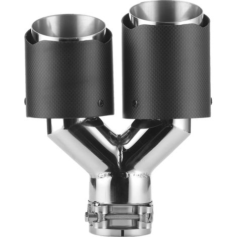 Embout d'échappement en fibre de carbone double sortie universel pour voiture, montage côté gauche, acier inoxydable (1/5)