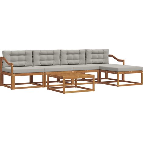 Conjunto de sofás de exterior 6 pcs Gris Natural y Claro vidaXL (1/5)