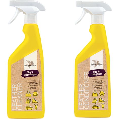 B & E Lederpflege 2 x 500 ml - Leather Cleaner + Conditioner, Step 1 + 2 (1/3)