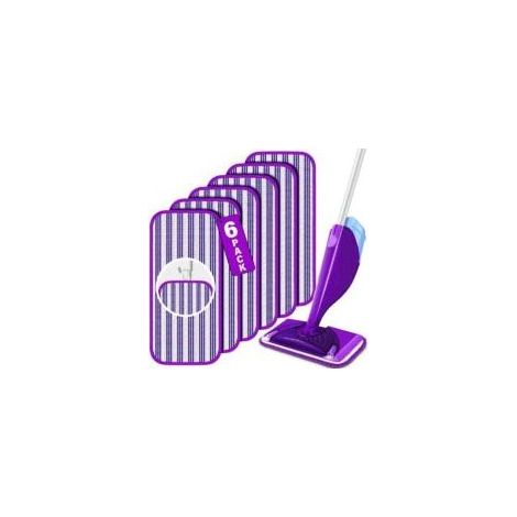 Convient pour : Lot de 6 lingettes réutilisables pour balais à franges Swiffer WetJet. Lavables en machine, elles s'utilisent sèches ou humides. Elles conviennent aux sols en bois dur, vinyle, marbre, (1/4)
