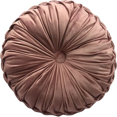Coussin rond en velours uni, coussin citrouille, coussin rond pour salon, coussin rond pour canapé (1/5)