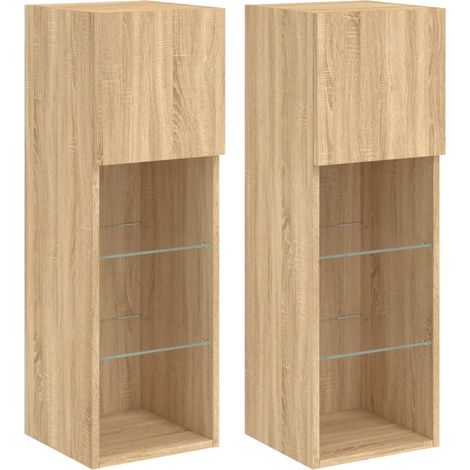 Mobile TV multimediale Mensola TV Credenza TV sala da pranzo soggiorno camera da letto con luci LED 2 pezzi Rovere Sonoma 305 x 30 x 90 cm marrone 020028874