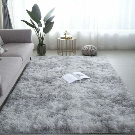 [NIEMALS VERWENDET] Flauschiger Wohnzimmerteppich 160 x 230 cm, weich, grau, Polypropylenfaser, rutschfest