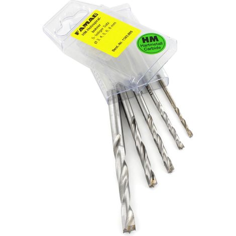Famag Holzspiralbohrer Set HM 5-tlg Bohrer ü„èà 3-4-5-6-8mm Holzbohrer Box 1593805 (1/3)