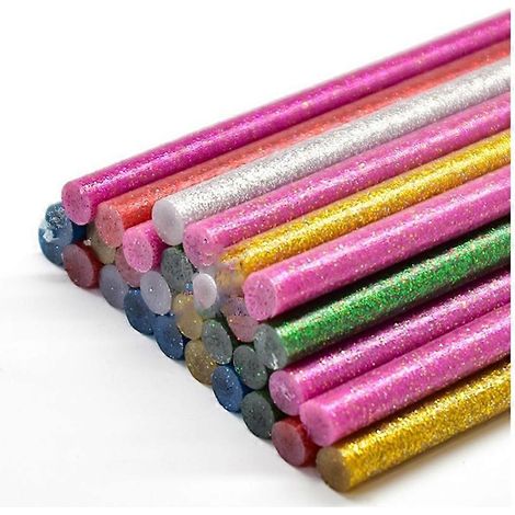 60 bâtonnets de colle pailletée pour pistolet à colle chaude, 6 couleurs, mini bâtonnets de colle chaude, colle thermofusible (1/5)