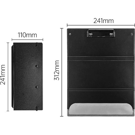 Presse-papiers pour soins infirmiers, dossiers pliables, tableau d'écriture portable, 3 couches, prise en papier sécurisée pour documents, fournitures de bureau, médecins, étudiants – Noir (1/5)