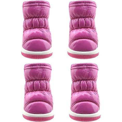 Warme Winter-Hundeschuhe, wasserdichte PU-Anti-Rutsch-Stiefel, rosa-rotes Fleecefutter, Größe 3.