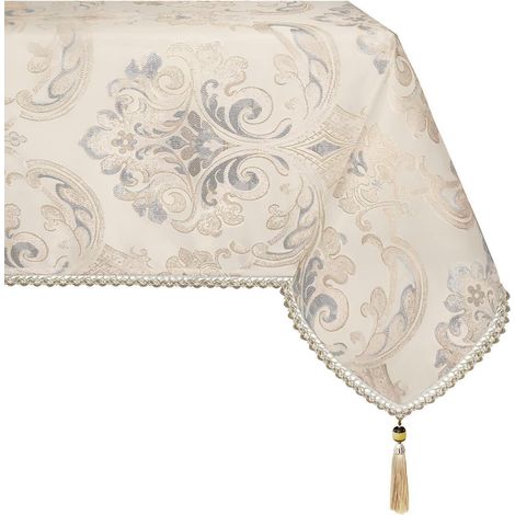 Nappe à franges 140x240cm abricot clair rectangulaire