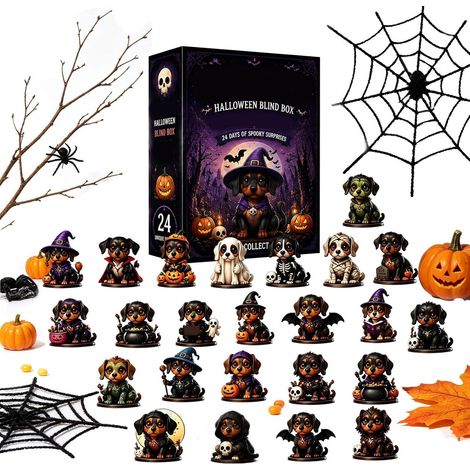 Halloween, sorcières, fantômes et petits monstres, pendentifs en acrylique, calendrier à surprise (1/5)
