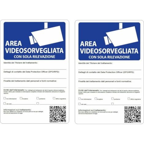PROMO PZ.2 CARTELLO SEGNALETICO AREA VIDEOSORVEGLIATA SOLO RILEVAZIONE