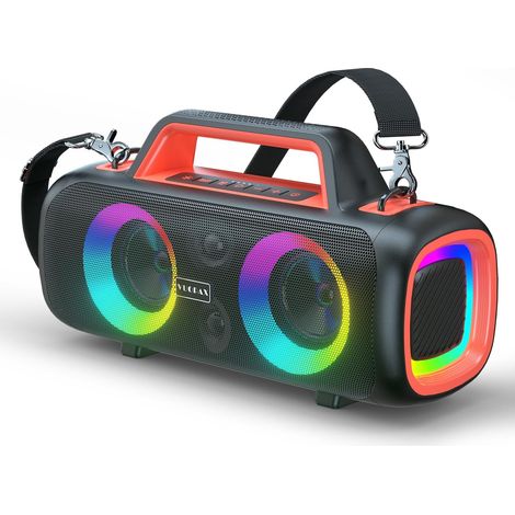 Enceinte Bluetooth Portable 140 Peak - Haut-parleur Bluetooth Puissant Avec Bass Boost, Étanche et Résistant pour Extérieur, Fête, Voyage et Maison Autonomie 24H, Lumière RGB Animée Entrées TF/AUX/USB (1/5)