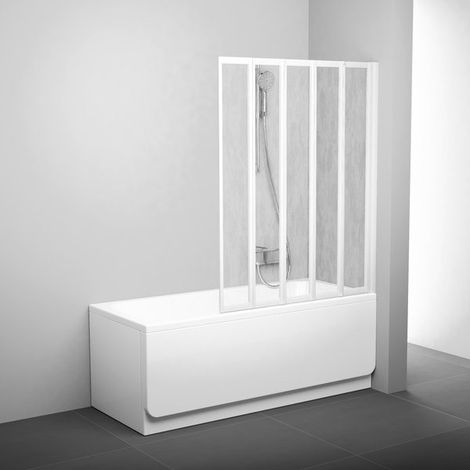 Ravak Supernova - Paroi de baignoire pliable en cinq parties, 114x133 cm, blanc/Rain 794E010041 (1/4)