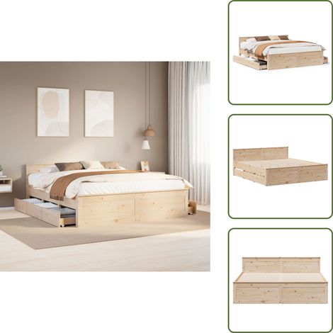 Cadre de lit sans matelas avec tête de lit 200x200 cm bois pin - Cadre De Lit - Cadres De Lit - Meuble De Chambre À Coucher - Lit (1/5)