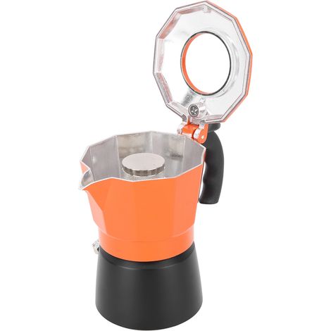 Cafetière italienne Moka en alliage d'aluminium 2 valves, 6 tasses 300ml, résistante à la chaleur, isolante, pour maison et bureau (1/5)