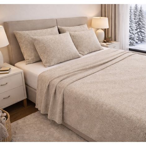 COMPLET Winter Sheet Sweatshirt en FLANNEL Anti-Pilling BOY beige en Pur Cotton Un Carré (1/5)