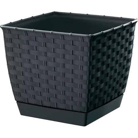 Pot de fleurs carré RATOLLA DRLK250 avec soucoupe Anthracite (1/5)