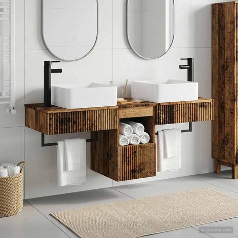 vidaXL Bathroom Furniture Set 3 pcs Old Wood Engineered Wood (1/5)