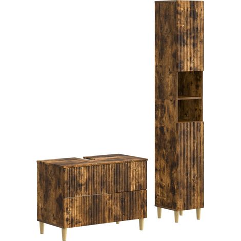 Maison Exclusive - Set di Armadi da Bagno da 2 Pezzi ARNHEM Rovere Fumo (1/5)