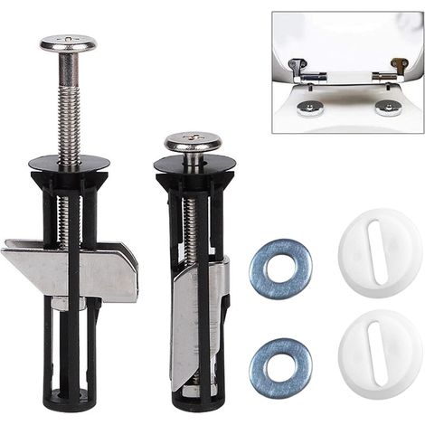 Kit de boulons pour siège de toilette 2 pcs, Vis pour charnières, Vis d'expansion et fixations, Vis à écrou en acier inoxydable, Accessoires d'entretien pour couvercle de toilette, Facile à installer (1/5)