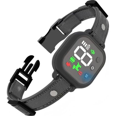 Collier anti-aboiements rechargeable (3,6-54 kg) - 4 modes, 8 niveaux de sensibilité, étanche IP67, sangle en nylon réglable pour chiens de petite et grande taille. (1/5)