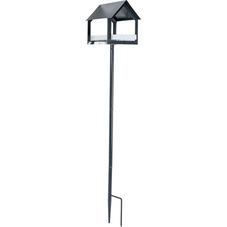 HOMESCAPES Vogelfutterhaus aus Metall, 1.3 m Höhe, schwarz (1/5)