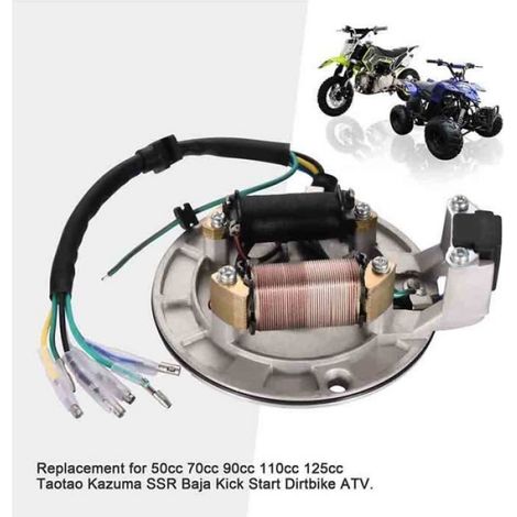 2-Coil Magneto stator Remplacement pour 50 CC 70 CC 90 CC 110 CC 125 CC Kick Start ATV Dirt Bike et Go Kart (1/3)