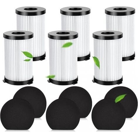 Ahlsen Filter für Ariete Handyforce 2761 2759 Akku-Staubsauger, Ersatzteile, Zubehör für MOOSOO D600 D601 & Iwoly V600 Staubsaugerfilter, 6 HEPA-Filter und 6 Schwammfilter